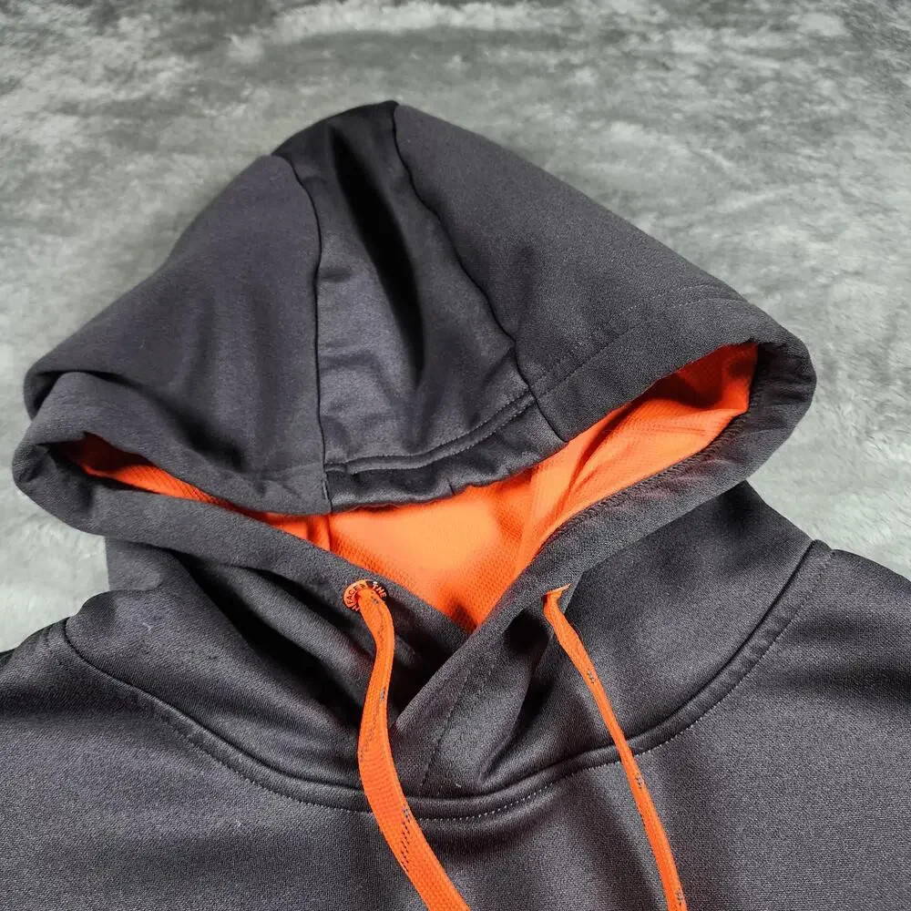 The North Face Hoodie Mens Medium Gray Orange Logo Pullover Fleece Sweatshirt